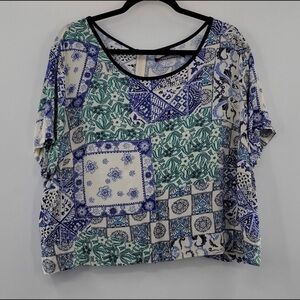 EUC blue and green blouse size 22W